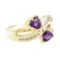 0.75 ctw Amethyst and Diamond Ring - 14KT Yellow Gold