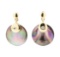 0.03 ctw Black Mother of Pearl and Diamond Circle Dangle Earrings - 14KT Yellow
