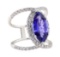 5.24 ctw Tanzanite and Diamond Ring - 18KT White Gold