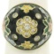 14K Yellow Gold Diamond Black Blue Green Yellow Enamel Dome Flower Ring