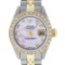 Rolex Ladies 2 Tone 14K Pink MOP Diamond Datejust Wristwatch