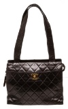 Chanel Black Quilted Lambskin Leather Shoulder Tote Bag