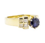 1.87 ctw Blue Sapphire And Diamond Ring - 14KT Yellow Gold