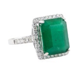 8.64 ctw Emerald and Diamond Ring - 18KT White Gold
