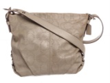 Coach Light Gray Perforated Monogram Leather Crossbody Handbag