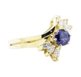 1.21 ctw Sapphire And Diamond Ring And Band - 14KT Yellow Gold