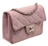 Chanel Purple Quilted Leather Classic Mini Square Flap Bag
