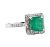 2.27 ctw Emerald and Diamond Ring - 18KT White Gold