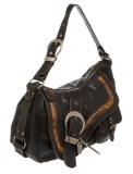 Christian Dior Black Leather Gaucho Double Saddle Bag
