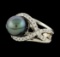 Pearl and Diamond Ring - 14KT White Gold