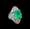 6.42 ctw Emerald and Diamond Ring - 18KT White Gold