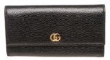 Gucci Black Pebbled Leather Marmont Continental Wallet