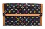 Louis Vuitton Black Multicolor Monogram Canvas Leather Porte Tresor Wallet