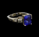 3.71 ctw Tanzanite and Diamond Ring - 18KT White Gold