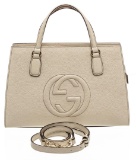 Gucci Cream White Grained Leather Soho Top Handle Bag