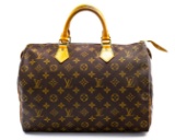 Louis Vuitton Monogram Canvas Leather Speedy 35 cm Bag