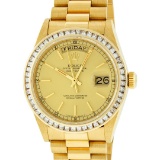 Rolex Mens 18K Yellow Gold 2.75 ctw Channel Set Diamond Day Date President Wrist