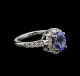 2.05 ctw Tanzanite and Diamond Ring - 14KT White Gold