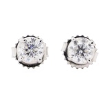 0.92 ctw Diamond Earrings - 14KT White Gold