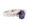 2.10 ctw Blue Sapphire And Diamond Ring - 14KT White Gold