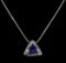 2.46 ctw Tanzanite and Diamond Pendant With Chain - 14KT White Gold