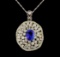 14KT White Gold 2.27 ctw Tanzanite and Diamond Pendant With Chain