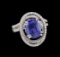 4.72 ctw Blue Sapphire and Diamond Ring - 18KT White Gold