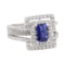 2.40 ctw Sapphire and Diamond Ring - 14KT White Gold
