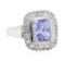 3.03 ctw Sapphire and Diamond Ring - 14KT White Gold