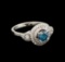 14KT White Gold 0.98 ctw Blue Diamond Ring