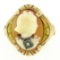 Antique 10kt Rose and Green Gold Carved Cameo and Diamond Ring