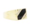 0.18 ctw Diamond and Onyx Mens' Ring - 14KT Yellow Gold
