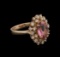 3.06 ctw Pink Tourmaline and Diamond Ring - 14KT Rose Gold