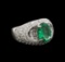 14KT White Gold 2.50 ctw Emerald and Diamond Ring