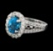 2.81 ctw Blue Zircon and Diamond Ring - 14KT White Gold