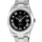 Rolex Mens SS 41MM Black Roman Diamond Datejust 2 Oyster Band Wristwatch With Bo