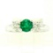 14k White Gold GIA Emerald & Diamond 3 Stone 1.50 ctw Engagement Right Hand Ring