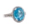 4.16 ctw Apatite And Diamond Ring - 14KT White Gold