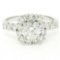 14kt White Gold 1.66 ctw GIA Certified Round Diamond Solitare and Halo Engagemen