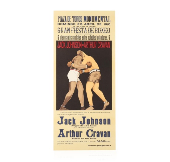 Jack Johnson vs Arthur Cravan Lithograph Vintage Boxing Poster Hand Pulled