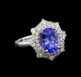 14KT White Gold 3.11 ctw Tanzanite and Diamond Ring