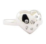 0.20 ctw Diamond Heart Shaped Ring - 14KT White Gold