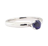 0.70 ctw Sapphire Solitaire Ring - 14KT White Gold