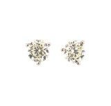 1.30 ctw Diamond Earrings - 14KT White Gold