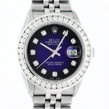 Rolex Mens Stainless Steel Blue Vignette 3 ctw Diamond Datejust Wristwatch With