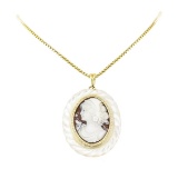 0.40 ctw Diamond Cameo Pendant & Chain - 14-18KT Yellow Gold