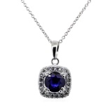 1.71 ctw Blue Sapphire Pendant With Chain - 14KT White Gold
