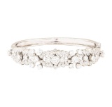 4.25 ctw Diamond Bangle Bracelet - 14KT White Gold