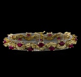 7.74 ctw Ruby and Diamond Bracelet - 14KT Yellow Gold