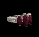 3.08 ctw Ruby and Diamond Ring - 18KT White Gold